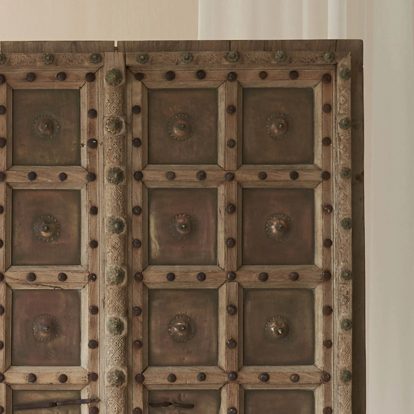 Vintage Teak Door with Brass Details