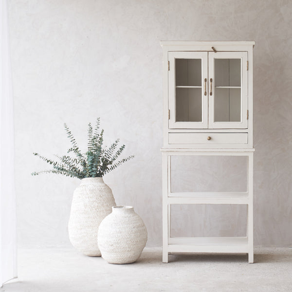 Vintage Tall Cabinet with Shelf | Chalk