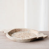 Vintage Wooden Carved Parat Bowl - Floral A