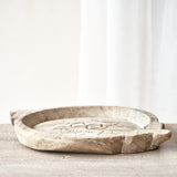 Vintage Wooden Carved Parat Bowl - Floral A