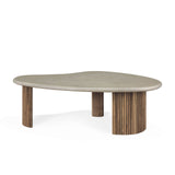 Boomerang Outdoor Coffee Table | Concrete & Teak