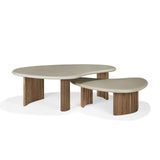 Boomerang Outdoor Coffee Table | Concrete & Teak