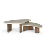 Boomerang Outdoor Coffee Table | Concrete & Teak
