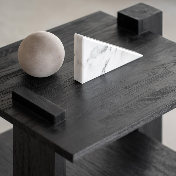 Abstract Side Table | Teak - Black (56cm)