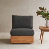 Tulum Outdoor Armless Swivel Armchair | Teak Frame - Midnight