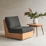 Tulum Outdoor Armless Swivel Armchair | Teak Frame - Midnight