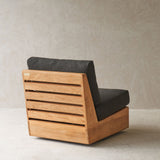 Tulum Outdoor Armless Swivel Armchair | Teak Frame - Midnight