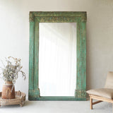 Vintage Carved Teak Mirror | Bluewash