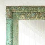 Vintage Carved Teak Mirror | Bluewash