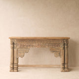 Vintage Teak Console with Carvings