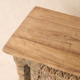 Vintage Teak Console with Carvings