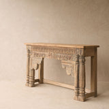 Vintage Teak Console with Carvings