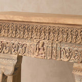 Vintage Teak Console with Carvings