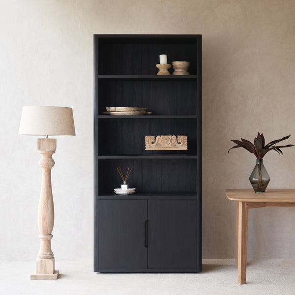 Java Bookcase | Old Teak - Black (100cm)