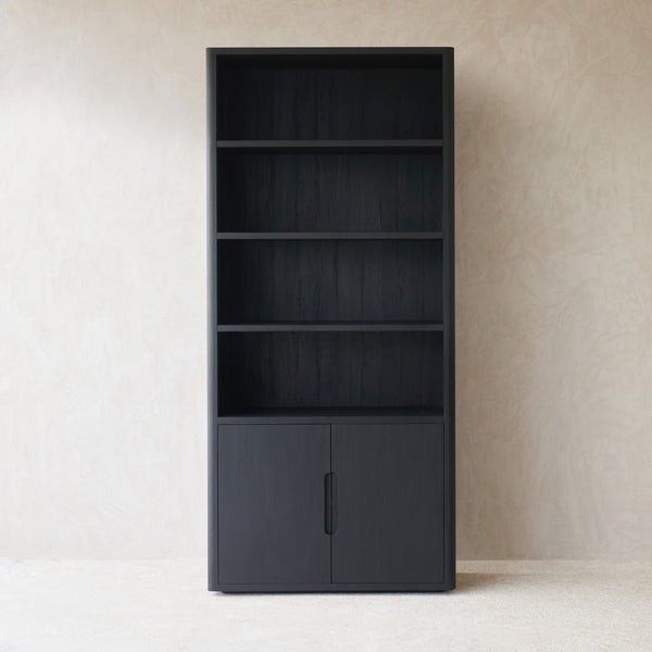 Java Bookcase | Old Teak - Black (100cm)