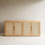 Bromo Rattan Sideboard | 4 Doors - Old Teak Natural (200cm)