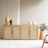 Bromo Rattan Sideboard | 4 Doors - Old Teak Natural (200cm)