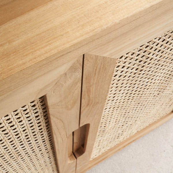 Bromo Rattan Sideboard | 4 Doors - Old Teak Natural (200cm)