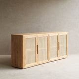 Bromo Rattan Sideboard | 4 Doors - Old Teak Natural (200cm)
