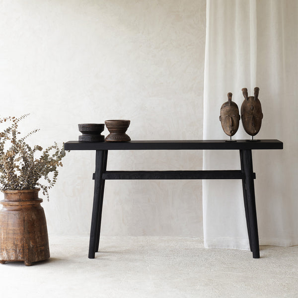 Roca Rustic Console | Old Teak - Black (150cm)