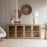 Bromo Sideboard | 4 Glass Doors - Old Teak Natural (200cm)