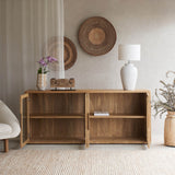 Bromo Sideboard | 4 Glass Doors - Old Teak Natural (200cm)