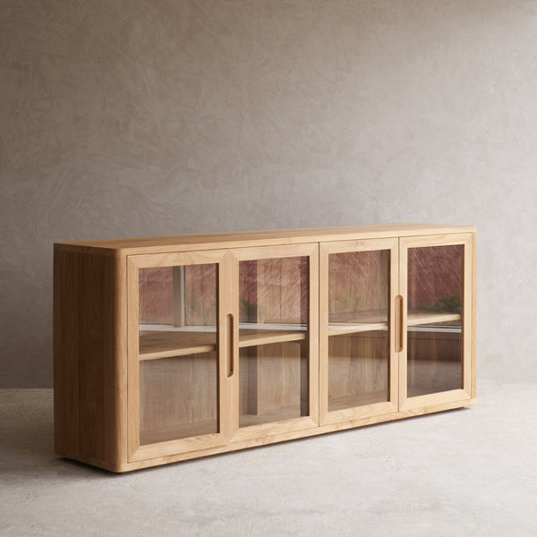 Bromo Sideboard | 4 Glass Doors - Old Teak Natural (200cm)
