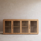 Bromo Sideboard | 4 Glass Doors - Old Teak Natural (200cm)