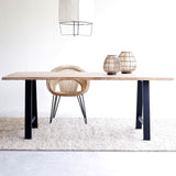 Java Teak Dining Table | Whitewash with A-Frame Base