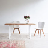 Java Teak Dining Table | Whitewash with A-Frame Base