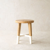 Java Round Stool | Teak Frame - White Legs - Originals Furniture