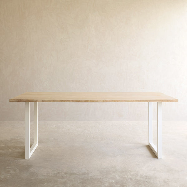 Java Teak Dining Table | Whitewash with U-Base