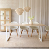 Java Teak Dining Table | Whitewash with U-Base
