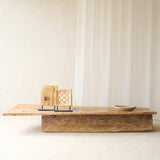 Vintage Teak Coffee Table Natural handcrafted from reclaimed solid teak with a light natural finish and traditional carved details.