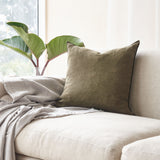 Crumpled Washed Linen Cushion |  Kaki (50 x 50cm)