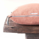 Black Line Cushion | Stone Washed Linen - Argile (50 x 50cm)