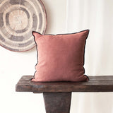 Black Line Cushion | Stone Washed Linen - Bois De Rose (65 x 65cm)