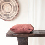 Black Line Cushion | Stone Washed Linen - Bois De Rose (65 x 65cm)