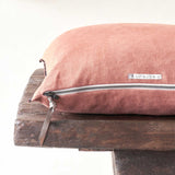 Black Line Cushion | Stone Washed Linen - Bois De Rose (65 x 65cm)