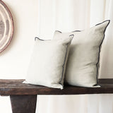 Black Line Cushion | Stone Washed Linen - Ciment
