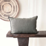 Black Line Cushion | Stone Washed Linen - Crocodile