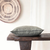 Black Line Cushion | Stone Washed Linen - Crocodile