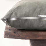 Black Line Cushion | Stone Washed Linen - Crocodile