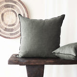 Black Line Cushion | Stone Washed Linen - Crocodile (60 x 40cm) - Originals Furniture