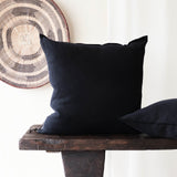 Black Line Cushion | Stone Washed Linen - Noir