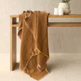 Crepon Throw | Washed Linen - Havane (160 x 250cm)