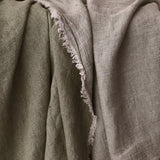 Reversible Throw | Crumpled Washed Linen - Kaki