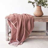 Reversible Throw | Crumpled Washed Linen - Bois de Rose
