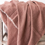 Reversible Throw | Crumpled Washed Linen - Bois de Rose