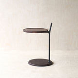 Bystander Leather Side Table | Espresso with Walnut Frame